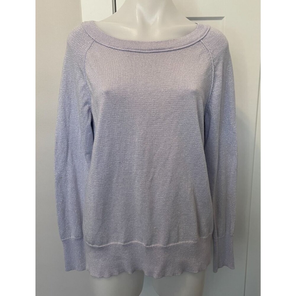 NY & CO Womens SWEATER Long Sleeve LAVENDER Purple Glitter Size L
